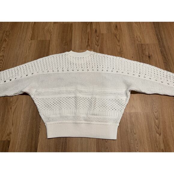 NWOT MADEWELL White Open Stitch Cotton Pullover Sweater Size Medium - Picture 10 of 11